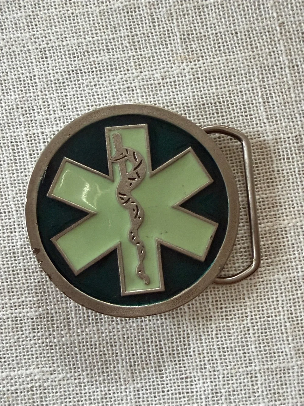 Vintage EMS Star of Life Belt Buckle- Green Star of Life
